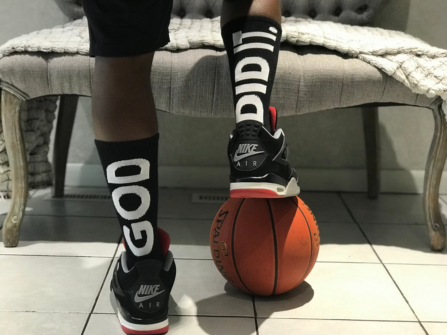 GOD DID IT. Black/White socks