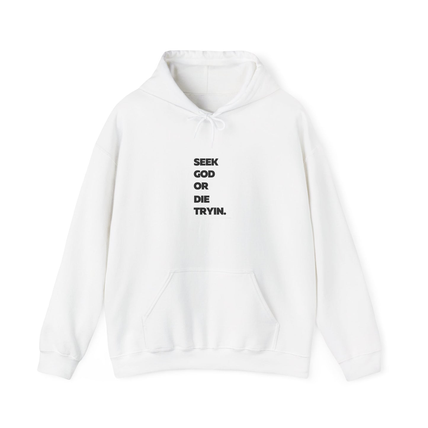 "SEEK GOD OR DIE TRYIN" White Hoodie