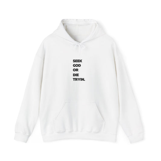 "SEEK GOD OR DIE TRYIN" White Hoodie