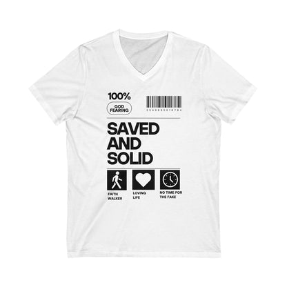 "Saved And Solid' V-Neck Tee