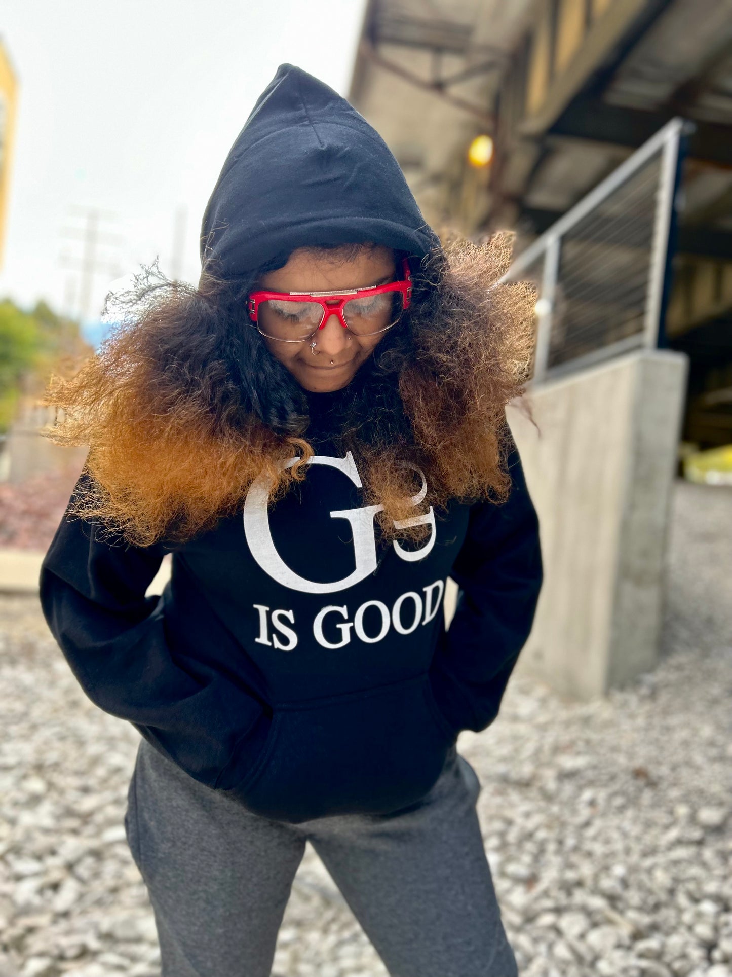 "GOD IS GOOD" black and white hoodie