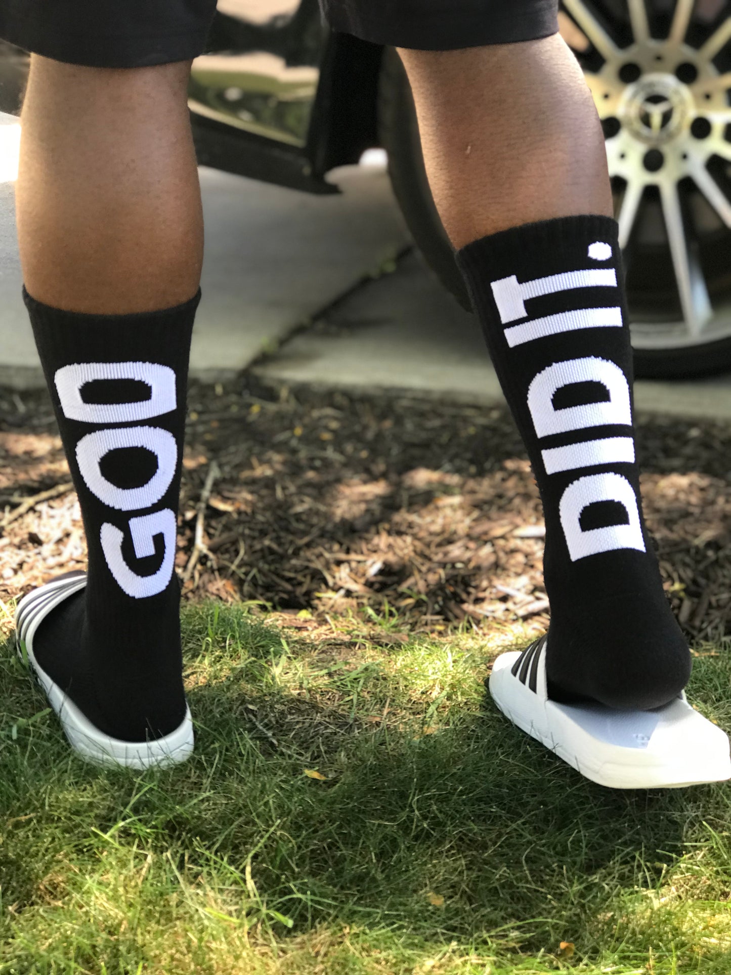 GOD DID IT… Black/White socks